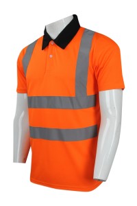 D230 訂製撞色領口工業制服 設計反光帶工業制服Polo恤 工程制服 製造商
